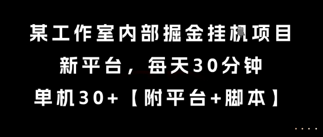 某工作室内部掘金挂G项目，新平台，每天30分钟，单机30+【揭秘】-知享知识库