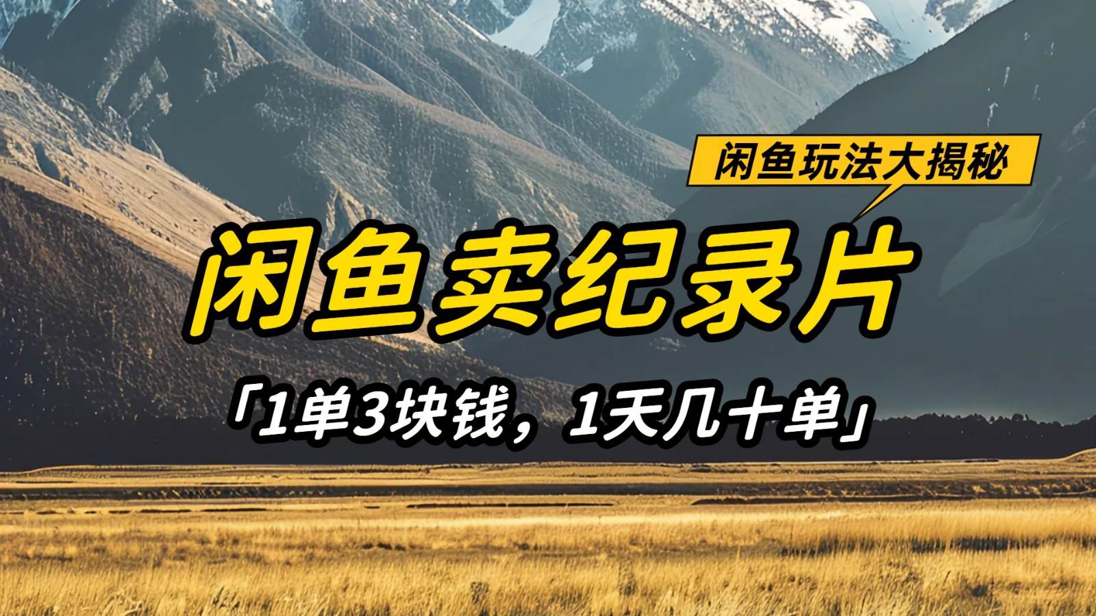 闲鱼卖纪录片，简单又赚钱的小项目，1单3块钱  1天几十单-知享知识库
