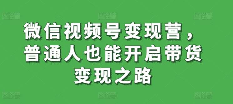 微信视频号变现营，普通人也能开启带货变现之路-知享知识库