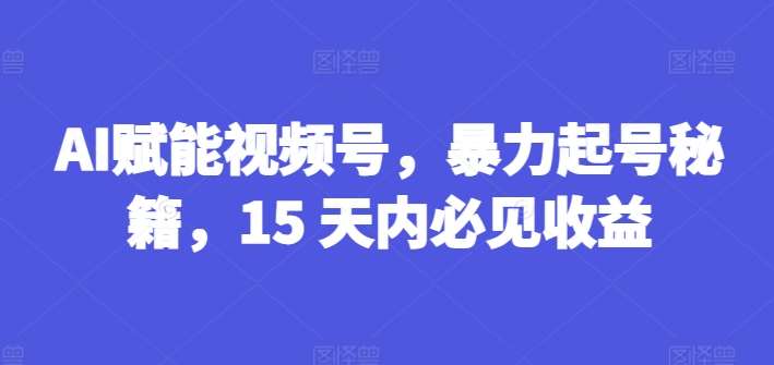 AI赋能视频号，暴力起号秘籍，15 天内必见收益【揭秘】-知享知识库