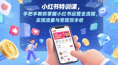小红书特训课，手把手教你掌握小红书运营全流程，实现流量与变现双丰收-知享知识库