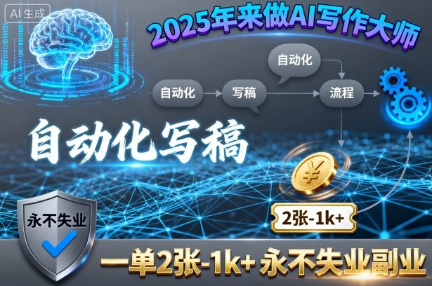 2025年来做AI写作大师，自动化写稿，一单2张-1k+，永不失业副业-知享知识库