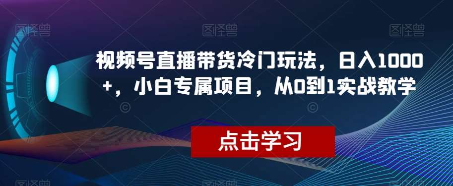 视频号直播带货冷门玩法，日入1000+，小白专属项目，从0到1实战教学【揭秘】-知享知识网