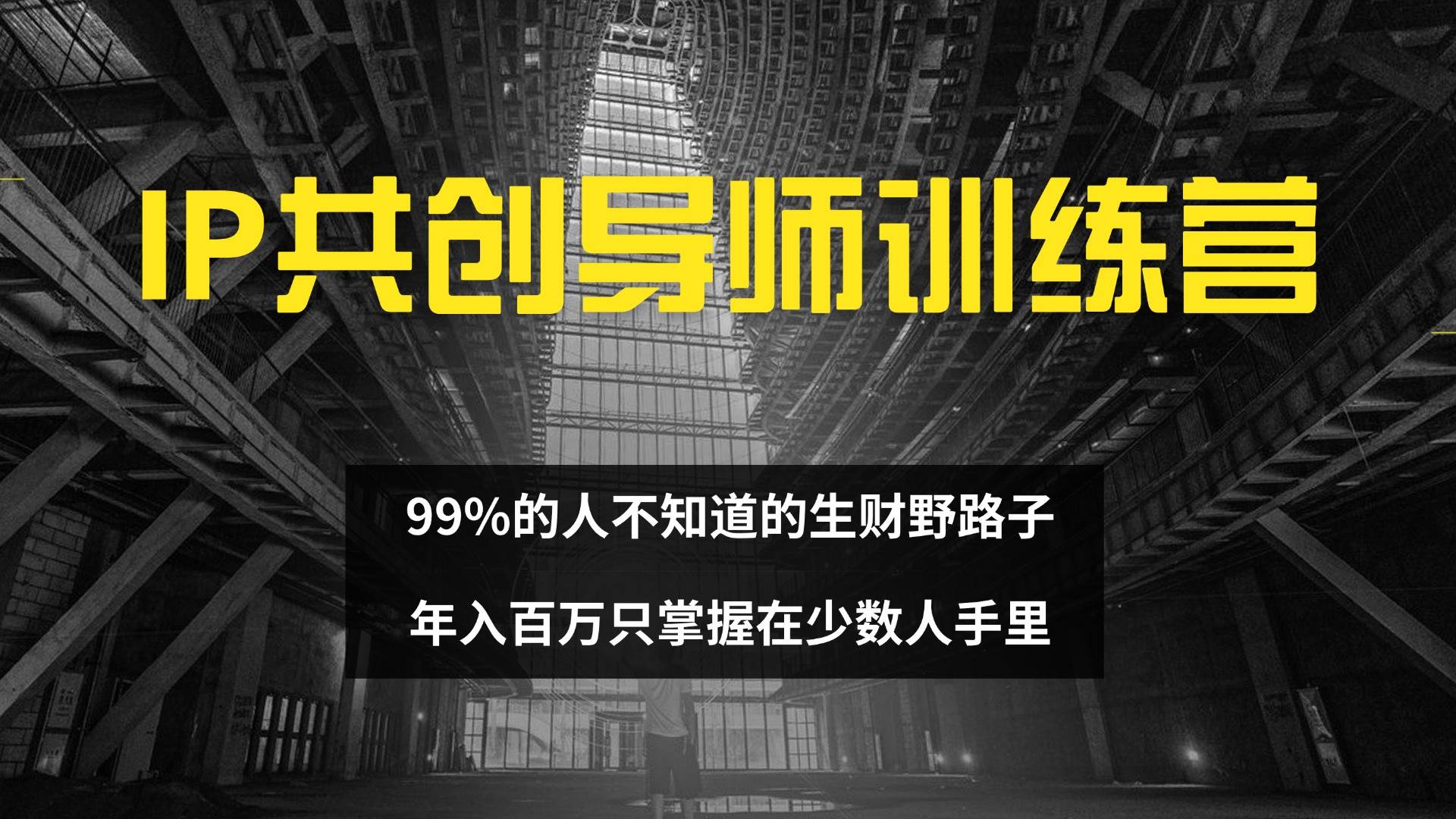 （12504期）IP共创导师训练营 99%的人不知道的生财野路子 只掌握在少数人手里-知享知识库