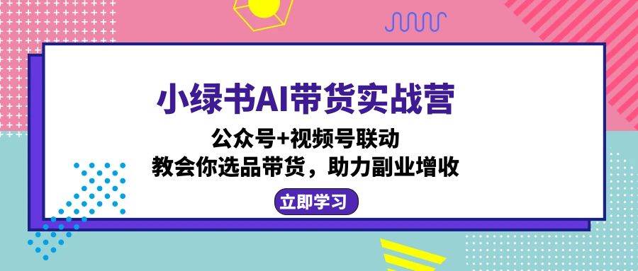（12848期）小绿书AI带货实战营：公众号+视频号联动，教会你选品带货，助力副业增收-知享知识库