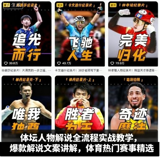 体坛人物解说全流程实战教学，爆款解说文案讲解，体育热门赛事精选-知享知识库