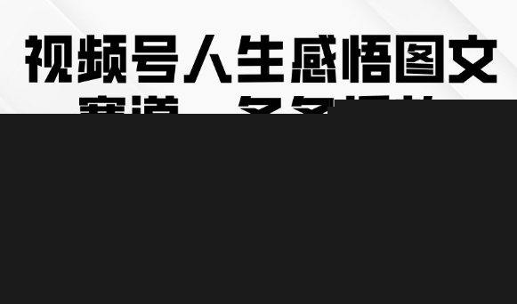 视频号人生感悟图文赛道，条条播放10w+，这个方法做视频号太牛了-知享知识库