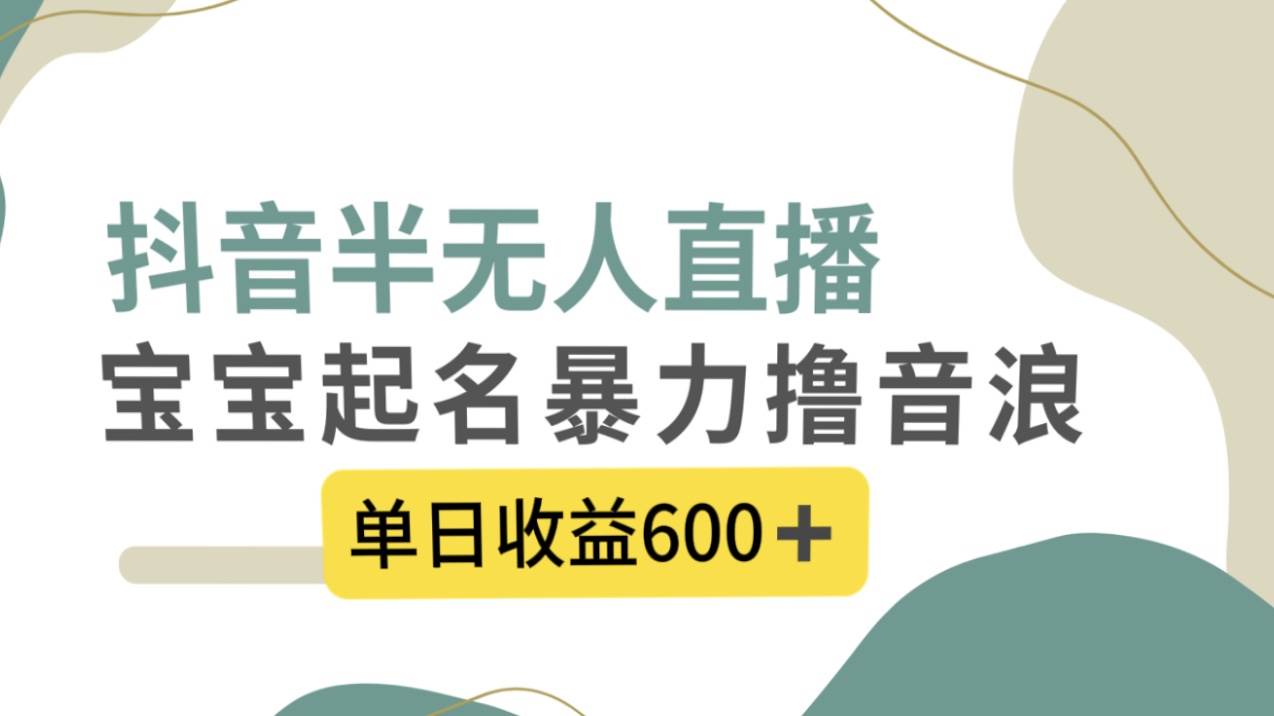 抖音半无人直播，宝宝起名，暴力撸音浪，单日收益600+-知享知识库