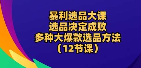 暴利选品大课：选品决定成败，教你多种大爆款选品方法(12节课)-知享知识库