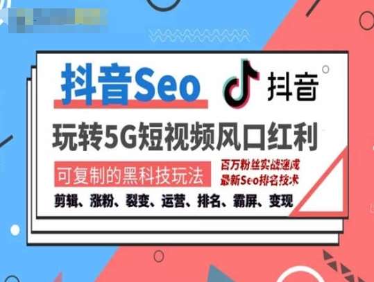 抖音SEO引流培训课程-抓住抖音风口，实现搜索排名，获取精准流量，快速成交变现-知享知识库