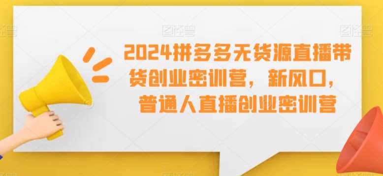 2024拼多多无货源直播带货创业密训营，新风口，普通人直播创业密训营-知享知识库