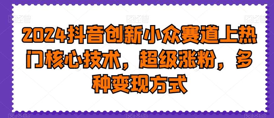 2024抖音创新小众赛道上热门核心技术，超级涨粉，多种变现方式【揭秘】-知享知识库