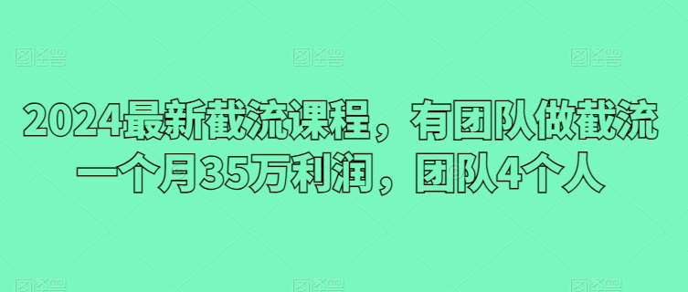 2024最新截流课程，有团队做截流一个月35万利润，团队4个人-知享知识库