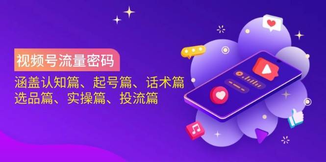 视频号流量密码：涵盖认知篇、起号篇、话术篇、选品篇、实操篇、投流篇-知享知识库