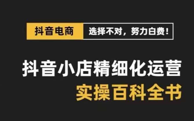 抖音小店精细化运营百科全书，保姆级运营实操讲解-知享知识库