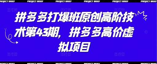 拼多多打爆班原创高阶技术第43期，拼多多高价虚拟项目-知享知识库