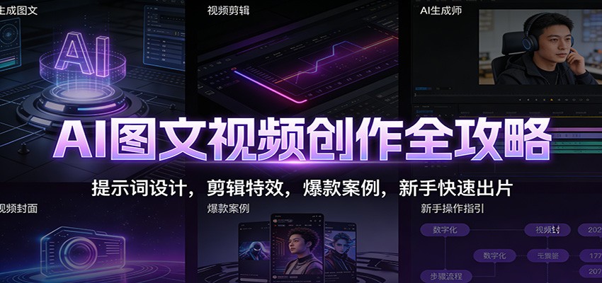 AI图文视频创作全攻略：提示词设计，剪辑特效，爆款案例，新手快速出片-知享知识库
