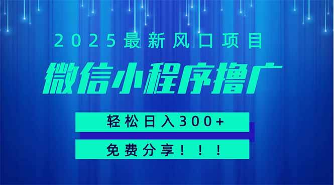 （14375期）微信小程序撸广，最新风口项目，日入300+ 免费分享 可批量操作 小白可…-知享知识库