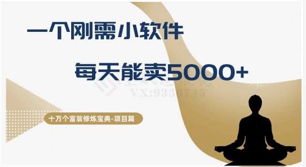 十万个富翁修炼宝典之17.一个刚需小软件，每天能卖5000+-知享知识库