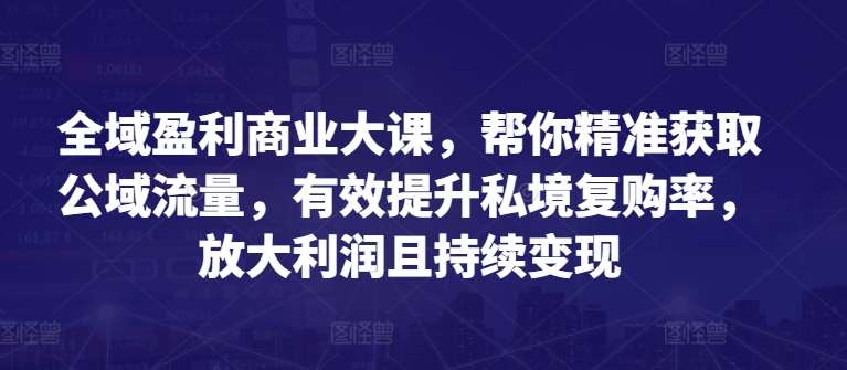 全域盈利商业大课,帮你精准获取公域流量,有效提升私境复购率,放大利润且持续变现-知享知识库