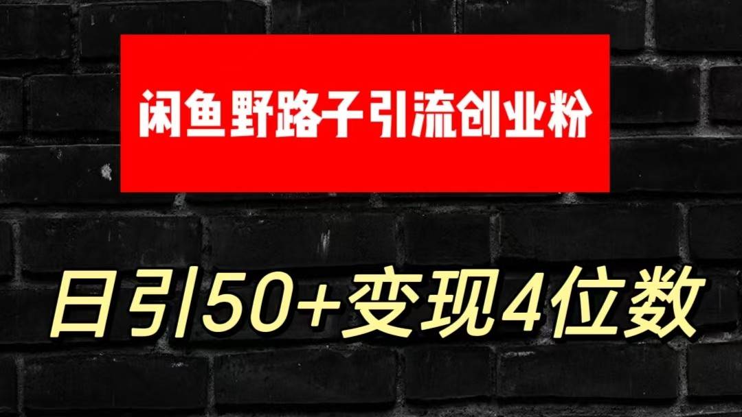 大眼闲鱼野路子引流创业粉，日引50+单日变现四位数-知享知识库