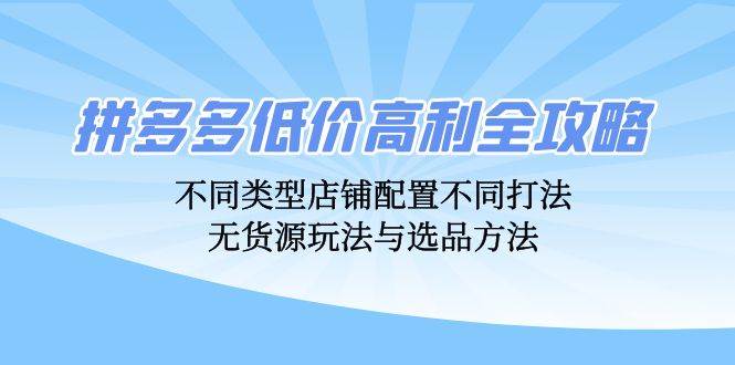 （12897期）拼多多低价高利全攻略：不同类型店铺配置不同打法，无货源玩法与选品方法-知享知识库