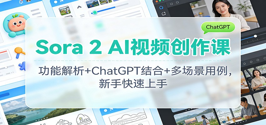 Sora 2 AI视频创作课:功能解析+ChatGPT结合+多场景用例,新手快速上手-知享知识库