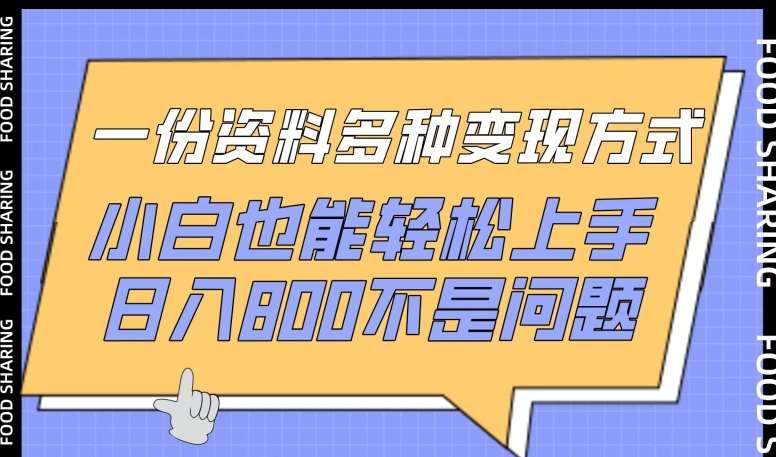 一份资料多种变现方式，小白也能轻松上手，日入800不是问题【揭秘】-知享知识库