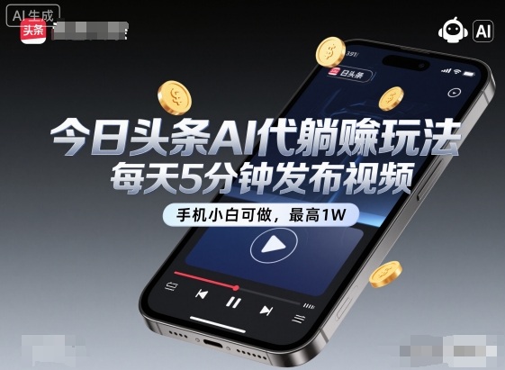 今日头条AI代躺賺玩法,每天5分钟发布视频,手机小白可做,最高1W+【揭秘】-知享知识库