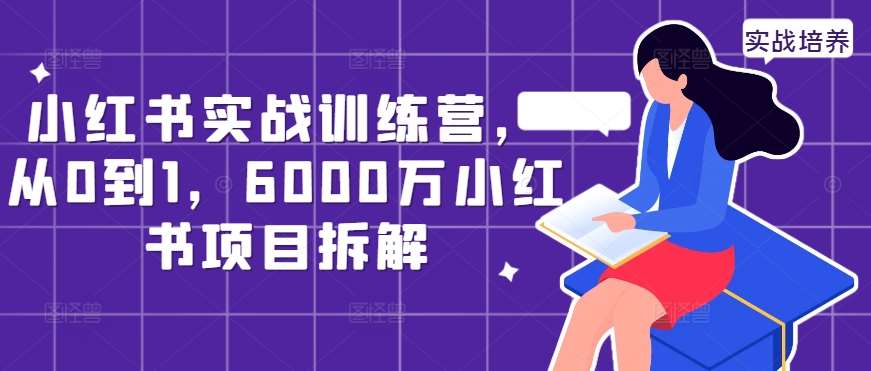 小红书实战训练营，从0到1，6000万小红书项目拆解-知享知识库