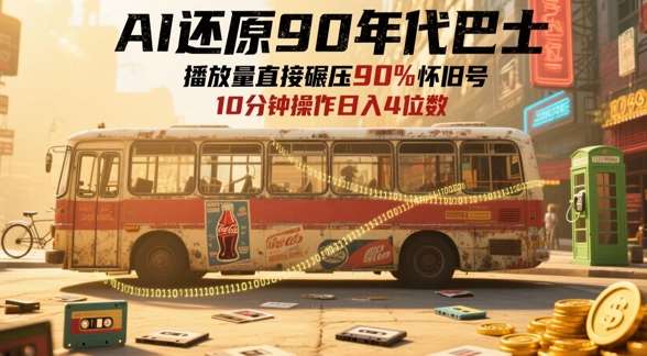 AI还原90年代巴士，一帧就让70后泪崩，播放量直接碾压90%怀旧号，每天操作十分钟，日入四位数-知享知识库