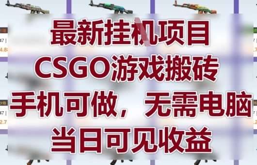 最新挂G项目,CSGO游戏搬砖,手机可做,无需电脑,当日见收益【揭秘】-知享知识库