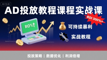 AD投放教程课程实战课，实现广告ROI300%+可持续暴利-知享知识库