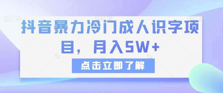 抖音暴力冷门成人识字项目,月入5W+【揭秘】-知享知识库