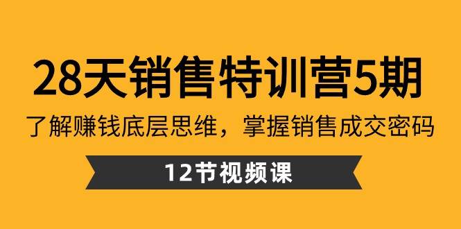 28天销售特训营5期：了解赚钱底层思维，掌握销售成交密码（12节课）-知享知识库