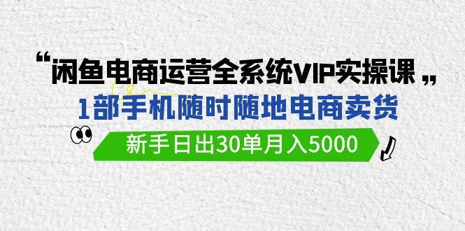 闲鱼电商运营全系统VIP实战课，1部手机随时随地卖货，新手日出30单月入5000-知享知识库