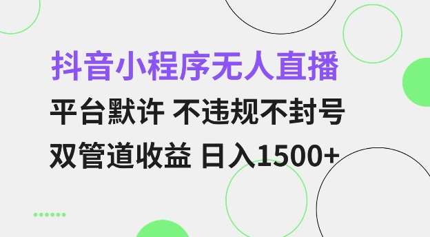 抖音小程序无人直播 平台默许 不违规不封号 双管道收益 日入多张 小白也能轻松操作【仅揭秘】-知享知识库