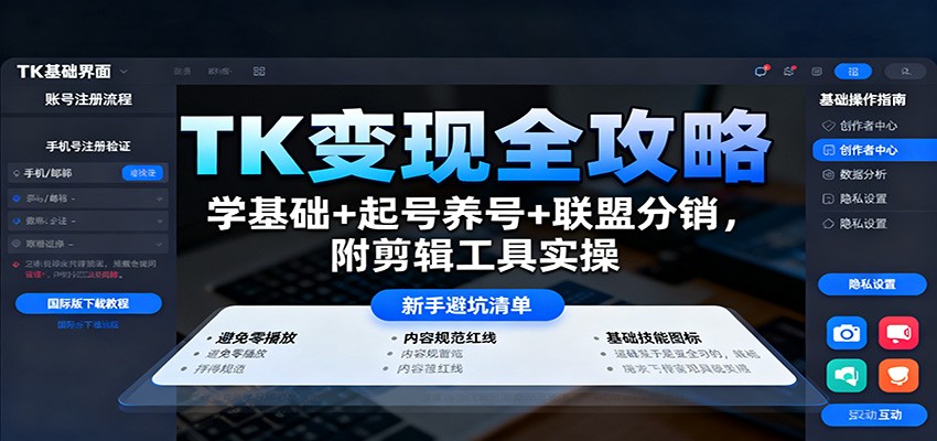 TK变现全攻略:学基础+起号养号+联盟分销,附剪辑工具实操-知享知识库