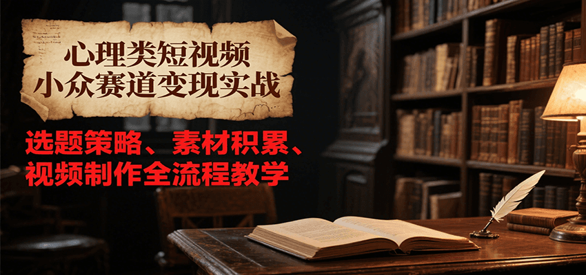 心理类短视频小众赛道变现实战，选题策略、素材积累、视频制作全流程教学-知享知识库