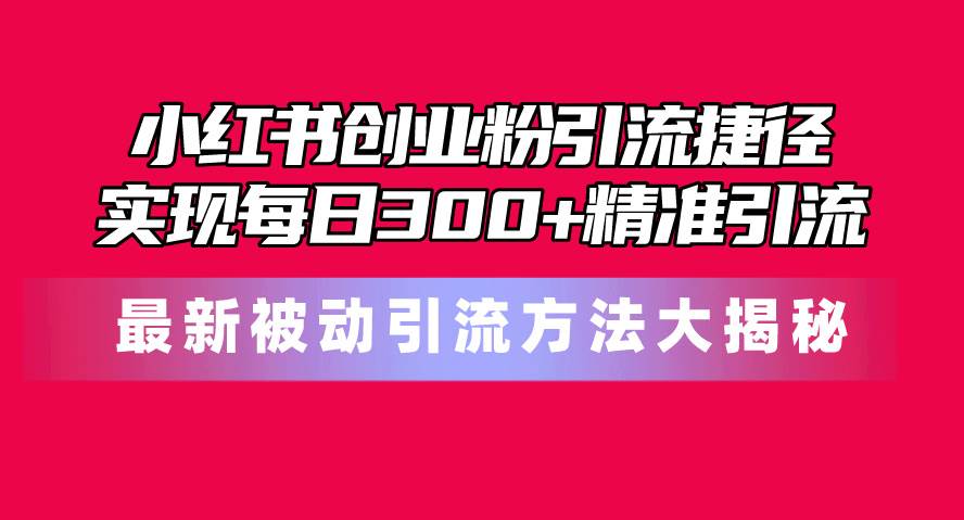 （10692期）小红书创业粉引流捷径！最新被动引流方法大揭秘，实现每日300+精准引流-知享知识库
