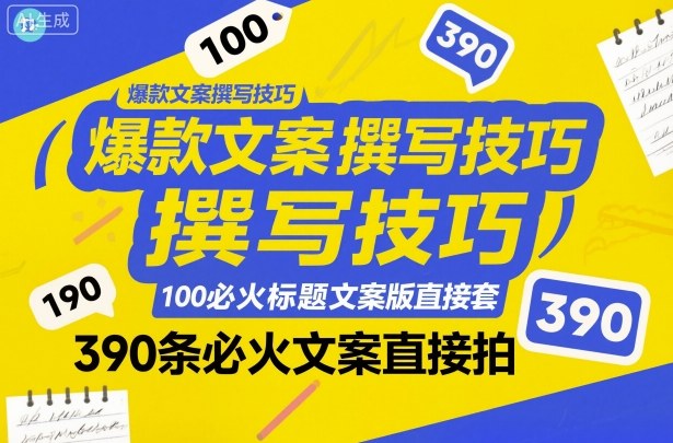 爆款文案撰写技巧,100个必火标题文案模版直接套,390条必火文案直接拍-知享知识库