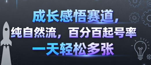 成长感悟赛道，纯自然流，百分百起号率 一天轻松多张-知享知识库