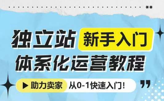 独立站新手入门体系化运营教程，助力独立站卖家从0-1快速入门!-知享知识库