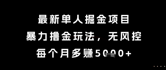 最新单人掘金项目，暴力撸金玩法，无风控，每个月多挣5k+【揭秘】-知享知识库