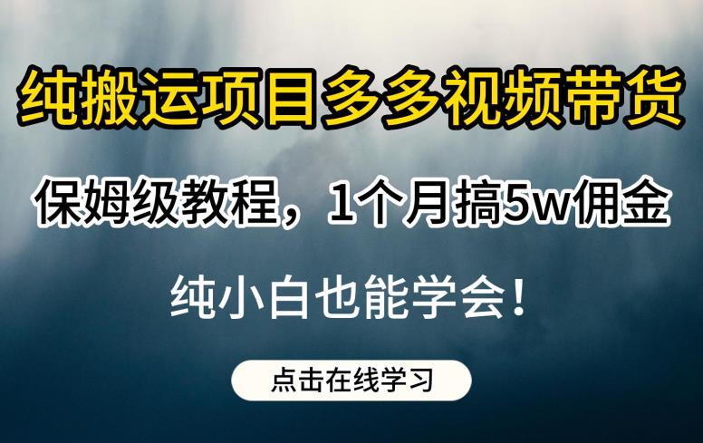 纯搬运项目多多视频带货保姆级教程,1个月搞5w佣金,纯小白也能学会【揭秘】-知享知识库