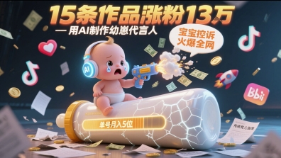 用AI制作幼崽代言人，宝宝的控诉火爆全网，15条作品涨粉13W，单号月入5位数实操教程-知享知识库