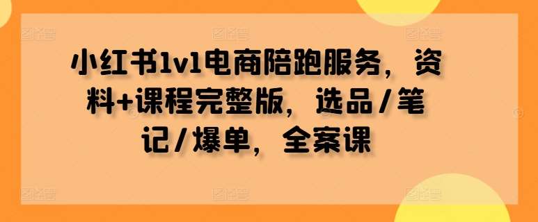 小红书1v1电商陪跑服务，资料+课程完整版，选品/笔记/爆单，全案课-知享知识库