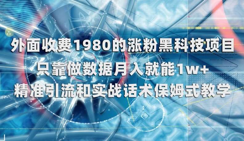外面收费1980的涨粉黑科技项目，只靠做数据月入就能1w+【揭秘】-知享知识库