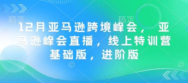 12月亚马逊跨境峰会， 亚马逊峰会直播，线上特训营基础版，进阶版-知享知识库