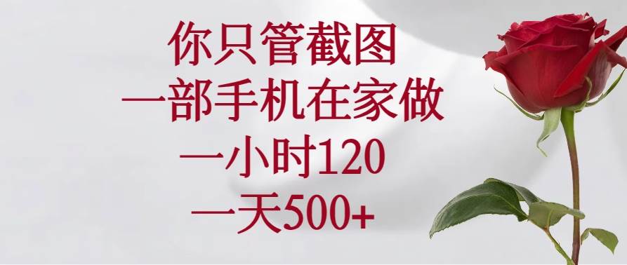 (14248期)你只管截图,一部手机在家做,一小时120,一天500+-知享知识库